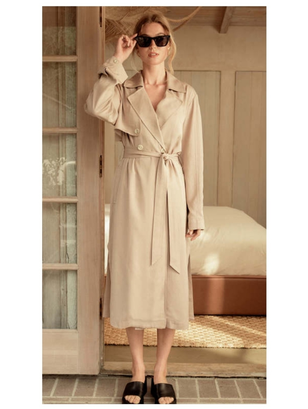 NWT Darling Overcast Belted Trench Coat In Tan